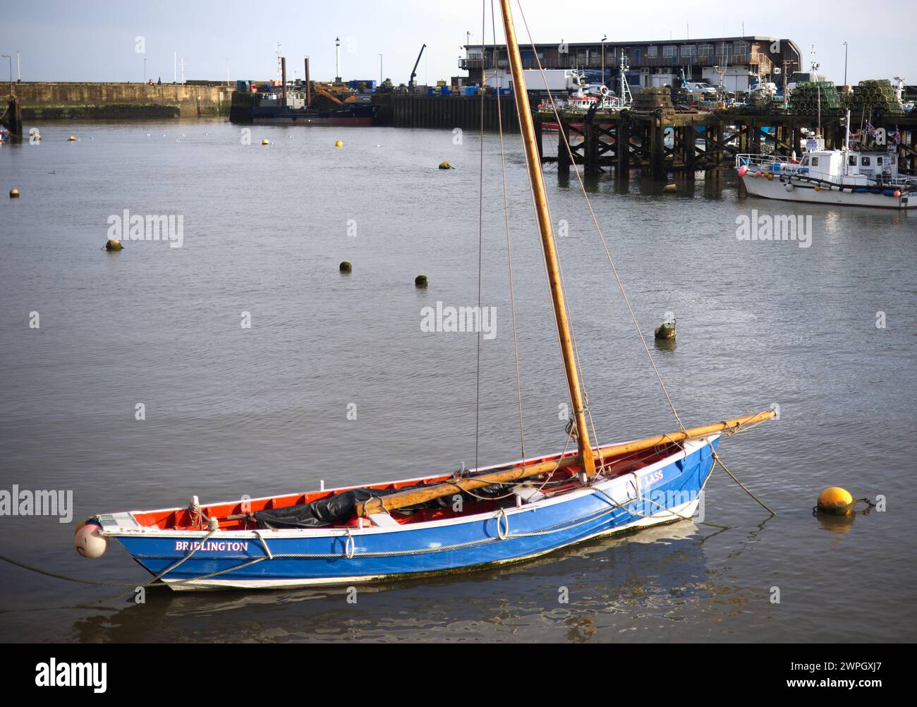 Fishing boat in Bridlington Harbour in Yorkshire Stock Photo