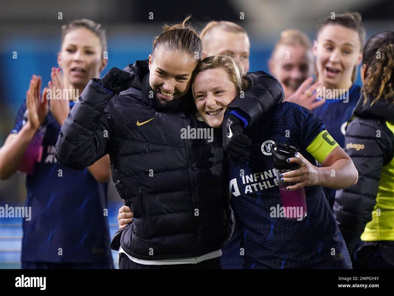 Chelsea's Guro Reiten (left) and Erin Cuthbert celebrate the win after the FA Women's