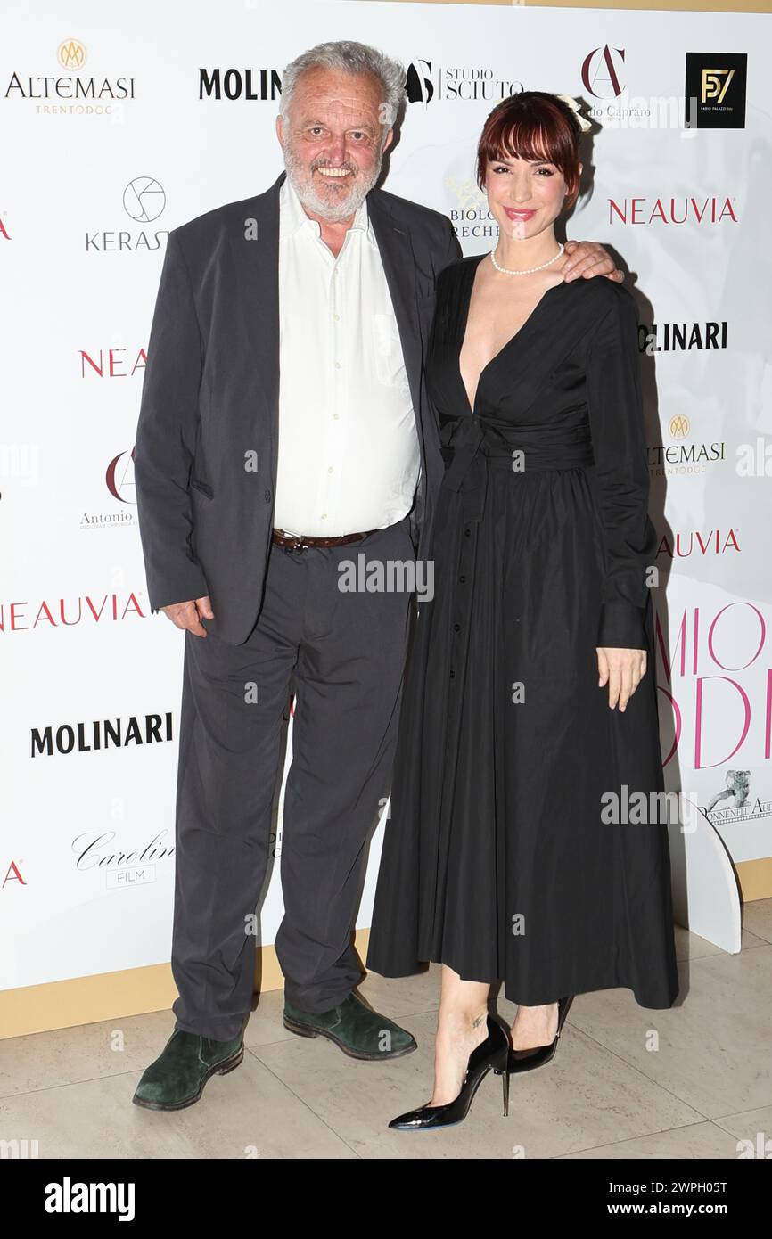Italy. 07th Mar, 2024. Andrea Delogu and Steve Della Casa during the photocall for the Afrodite Awards on 07 march 2024 at Cinema Barberini, Rome, Italy Credit: Live Media Publishing Group/Alamy Live News Stock Photo