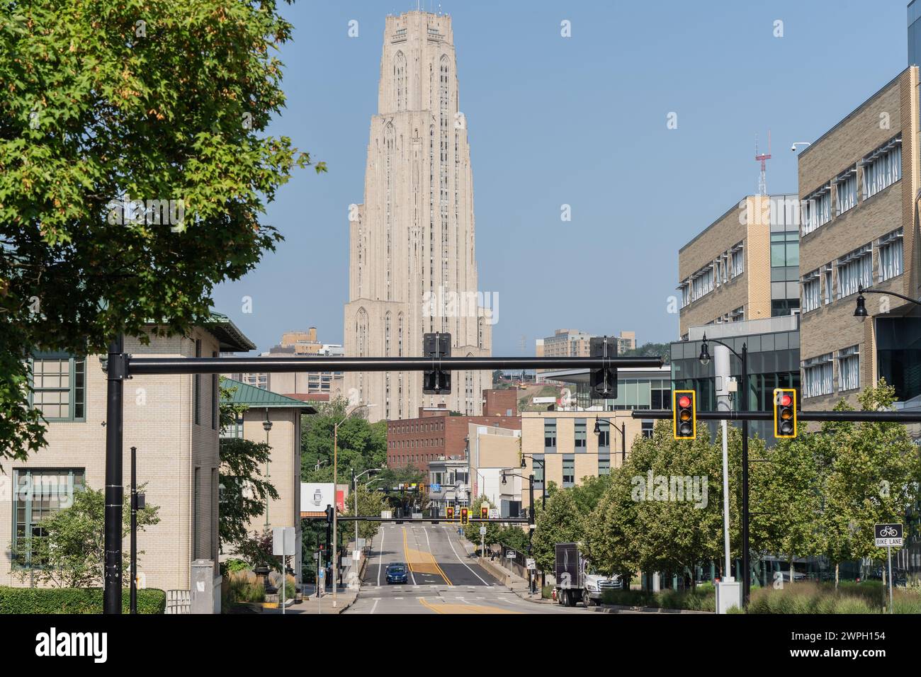 Pittsburgh, Pennsylvania - July 23, 2023: The Cathedral of Learning on the campus of University of Pittsburgh Stock Photo
