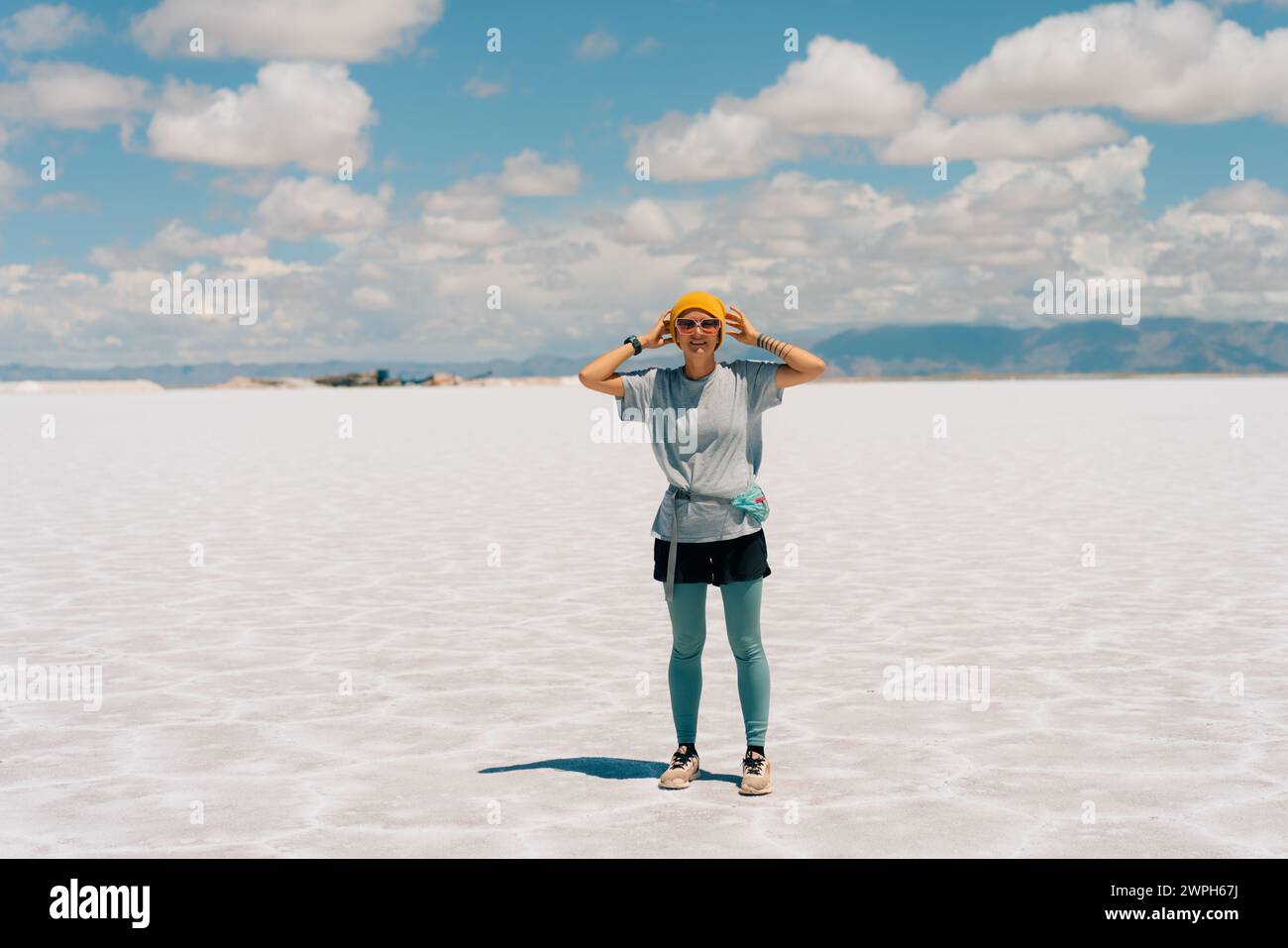 tourist on Pools in Salinas Grandes, Jujuy, Argentina - mar 2th 2024. High quality photo Stock Photo