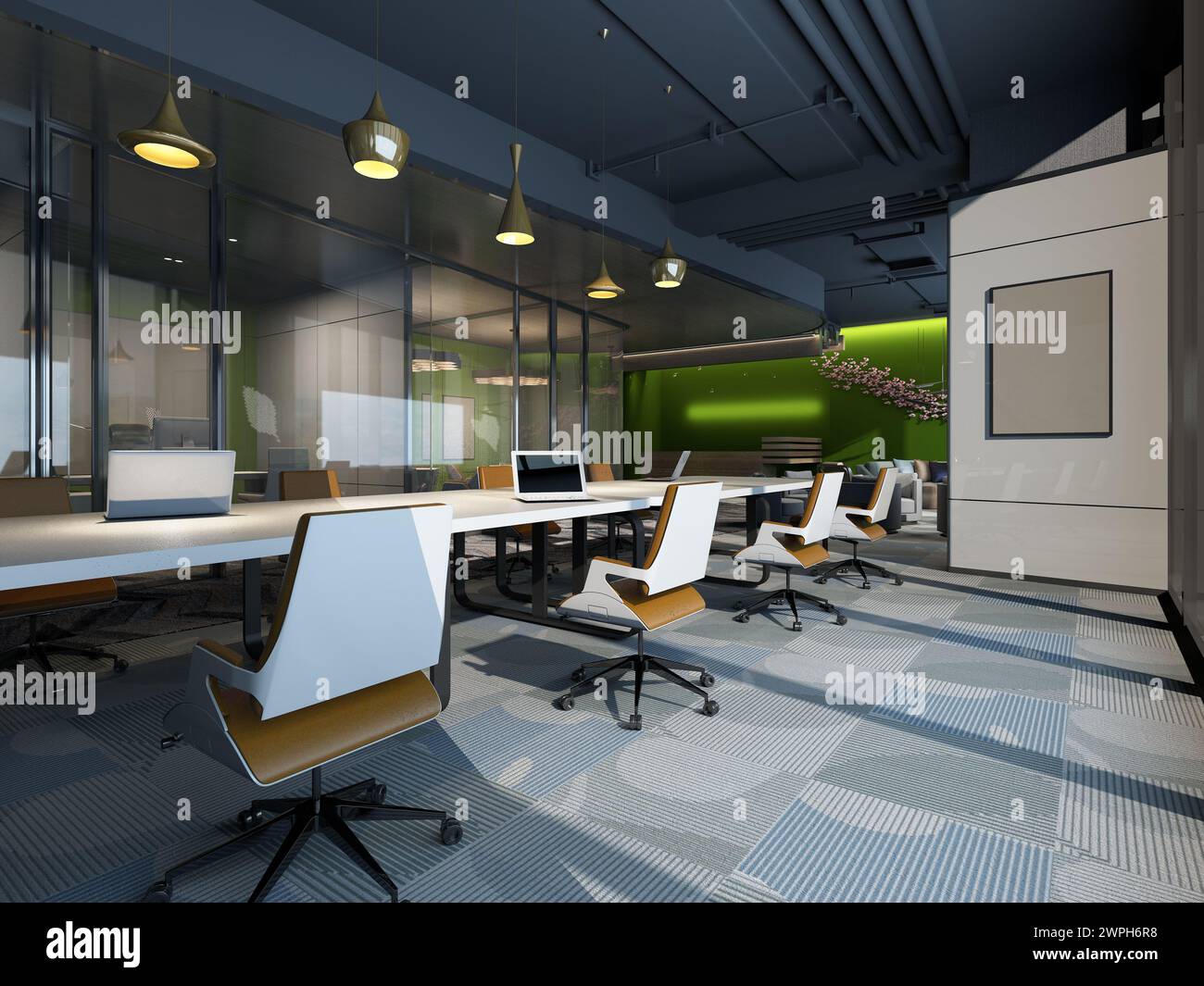 3d render office interior Stock Photo