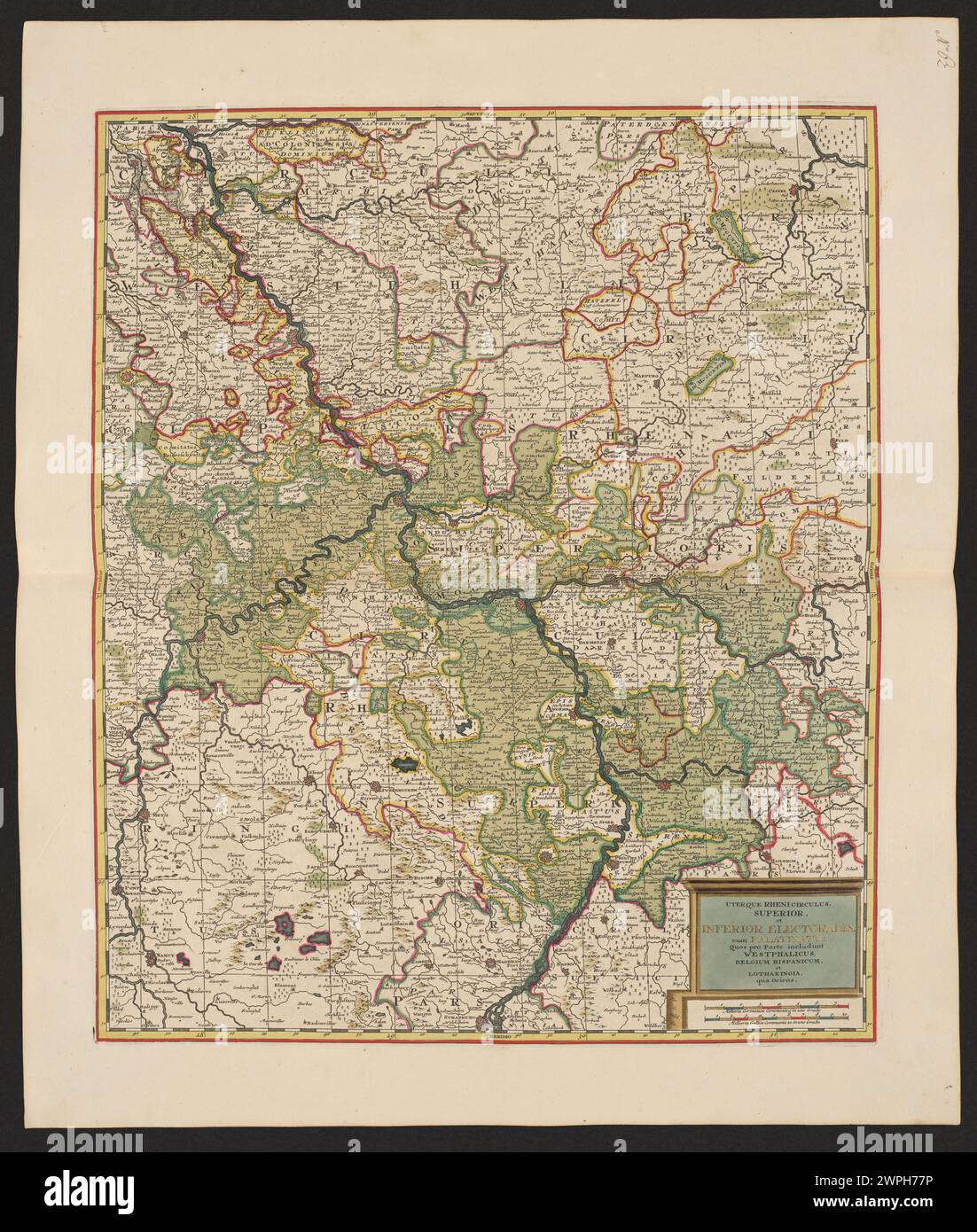 Map showing the Upper and Lower Rhenish Electorates with the Palatinate ...