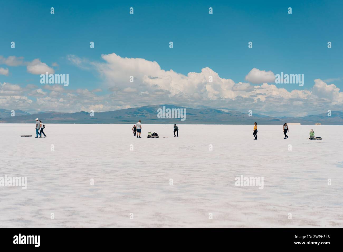 people on Pools in Salinas Grandes, Jujuy, Argentina - mar 2th 2024. High quality photo Stock Photo