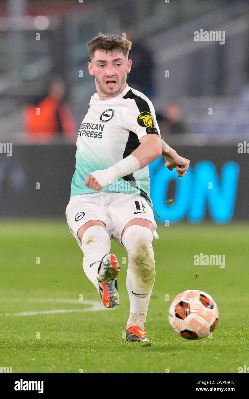 7th March 2024, Stadio Olimpico, Roma, Italy; Uefa Europa League Football; Roma versus Brighton & Hove Albion; Billy Gilmour of Brighton & Hove Albion Football Club Stock Photo