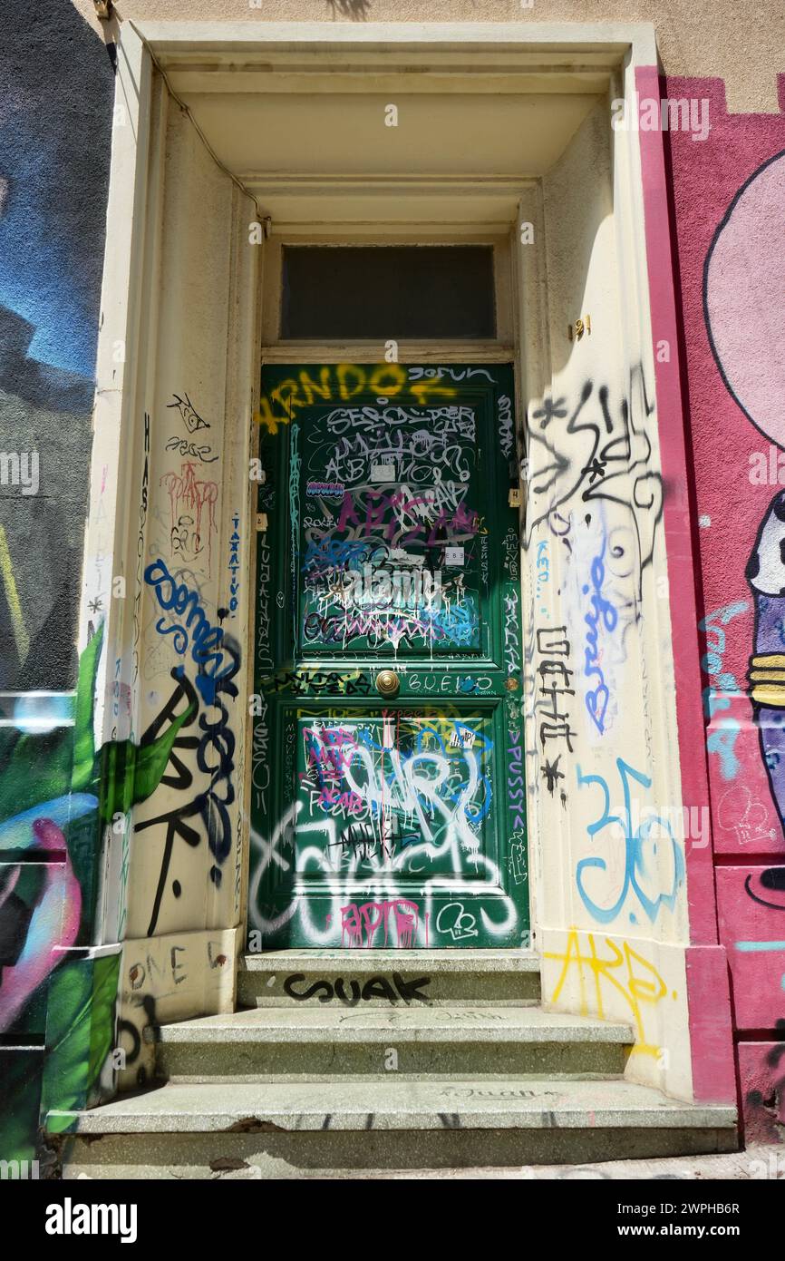 Rustic Graffiti Rustic colorful wooden door with graffiti Stock Photo - Alamy