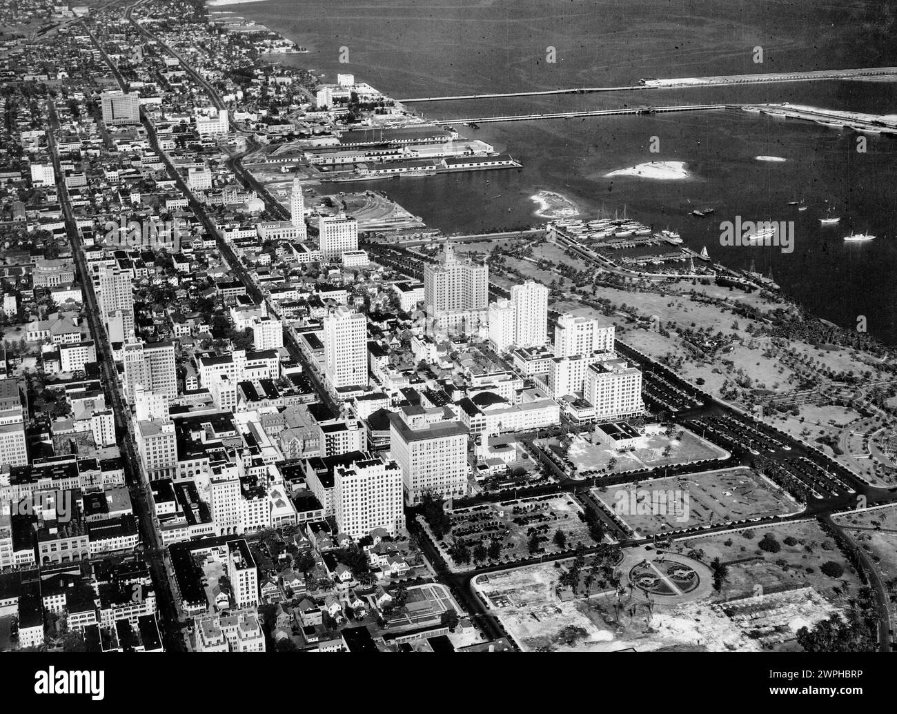 Aerial view of Miami, Florida January 1931 Stock Photo