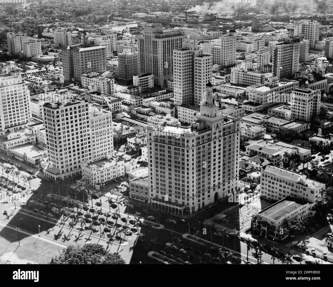 Aerial view of Miami, Florida 1947 Stock Photo