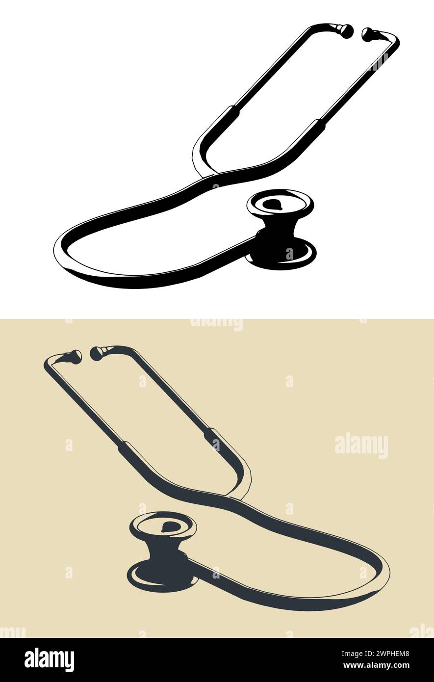 Stylized vector illustrations of a stethoscope Stock Vector Image & Art ...