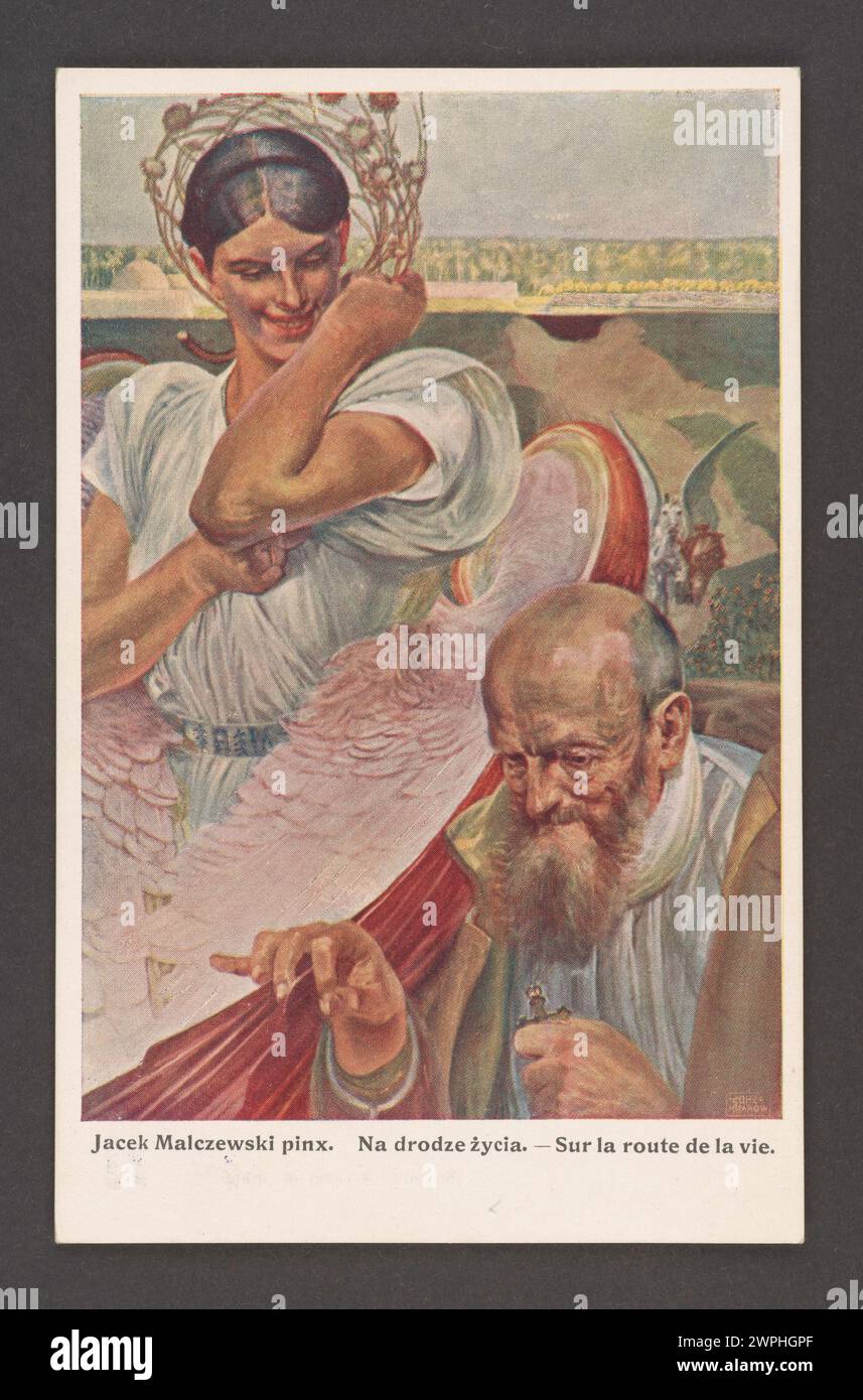 Jacek Malczewski (1854-1929), On the way of life / Sur la Route de la Vie; Salon Painters Publishing House (Kraków; 1895-1949), Anczyc, Władysław Ludwik and company (Kraków; Drukarnia; 1875-1948); around 1910 (1905-00-00-1915-00-00); Stock Photo