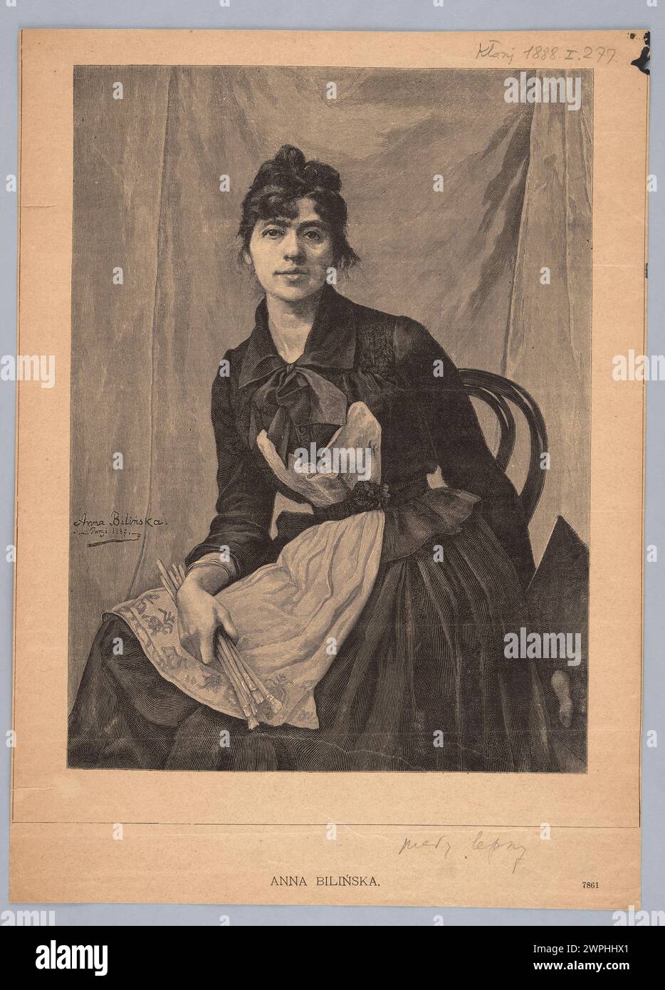 Image reproduction: Anna Bilińska-Bohdanowicz (1857-1893), own portrait; from: 'Kłosy' 1888, No. 1192 (3 May), p. 277; Unknown, Zajkowski, Andrzej (1851-1914), Kłosy (Warsaw; magazine; 1865-1890); 1888 (1888-00-00-1888-00-00); Stock Photo