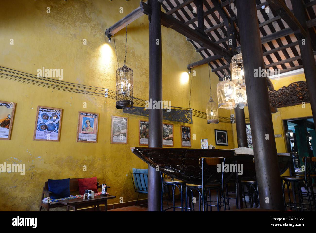 The interior of the 7 Bridges craft beer taproom in the old city of Hoi An, Vietnam. Stock Photo