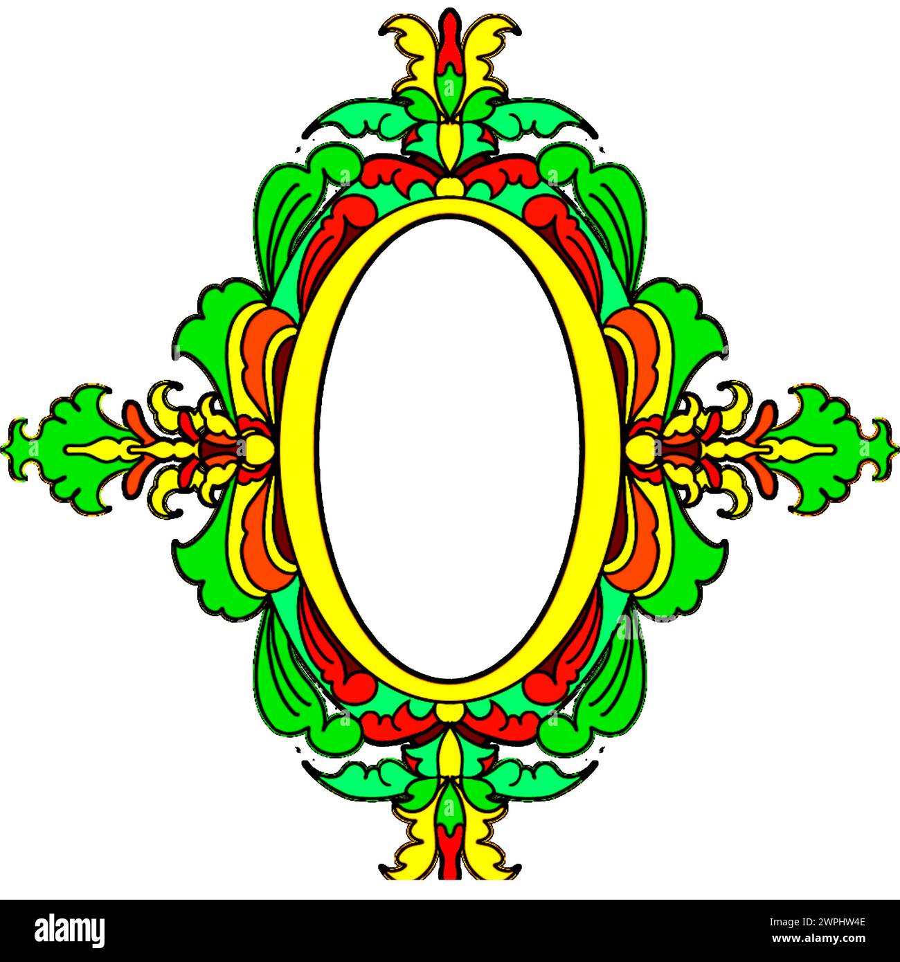 Traditional decorative ornaments on wooden mirror frame Stock Vector