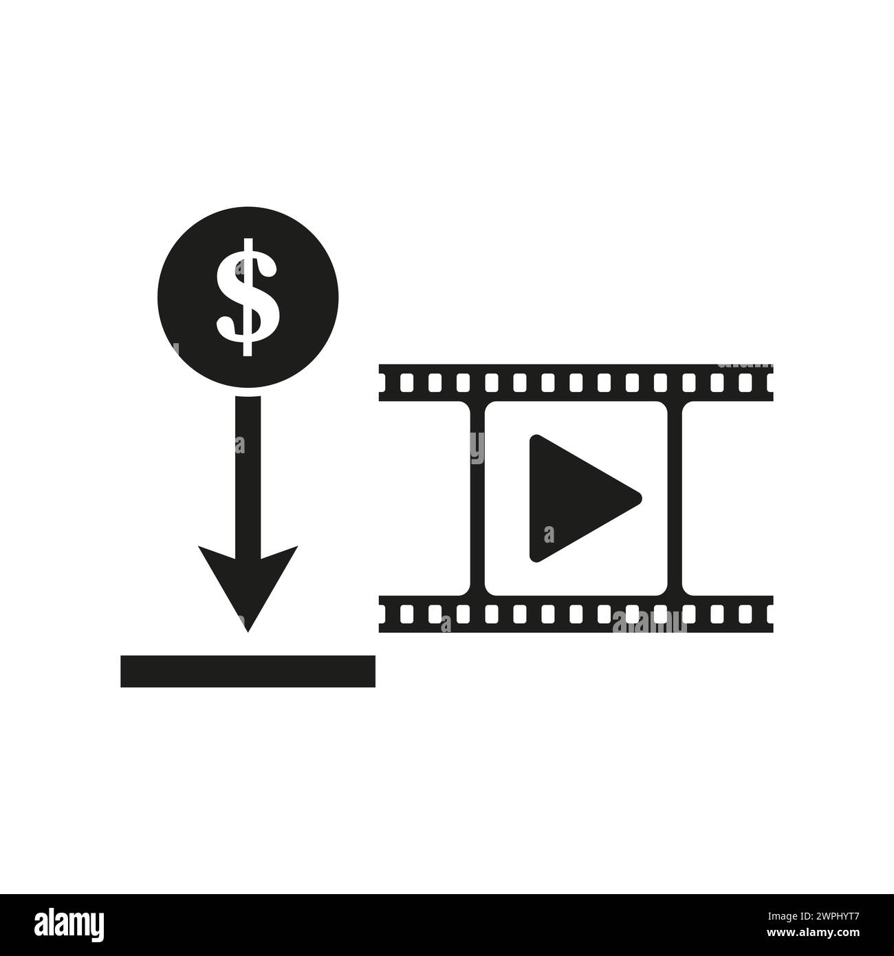 Cost reduction video. Affordable content. Economic symbol. Vector illustration. EPS 10. Stock Vector