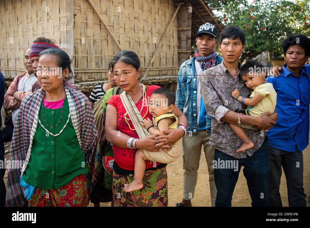 Bandarban, Bangladesh. 16th Jan, 2024. A Mro woman poses for a portrait with her grandchild. Mro people are an indigenous ethnic group in Bangladesh. They primarily inhabit the Chittagong Hill Tracts (CHT) region, which includes districts such as Bandarban, Rangamati, and Khagrachari. The Mro people are one of the many indigenous communities in Bangladesh, and they have a distinct cultural identity, language, and traditional way of life. (Credit Image: © Piyas Biswas/SOPA Images via ZUMA Press Wire) EDITORIAL USAGE ONLY! Not for Commercial USAGE! Stock Photo