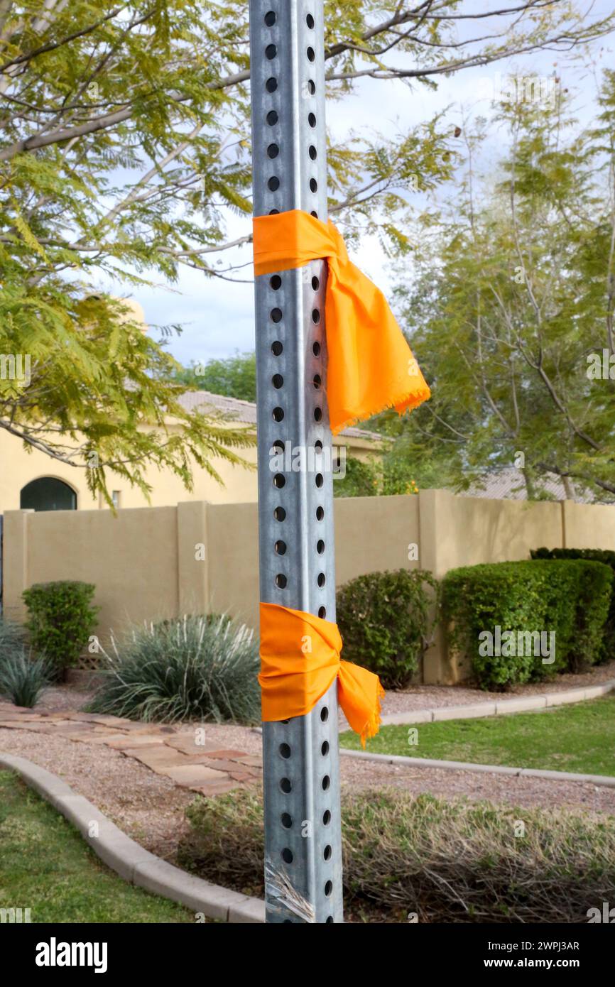 An orange ribbon, in honor of Preston LordÕs favorite color hangs on ...