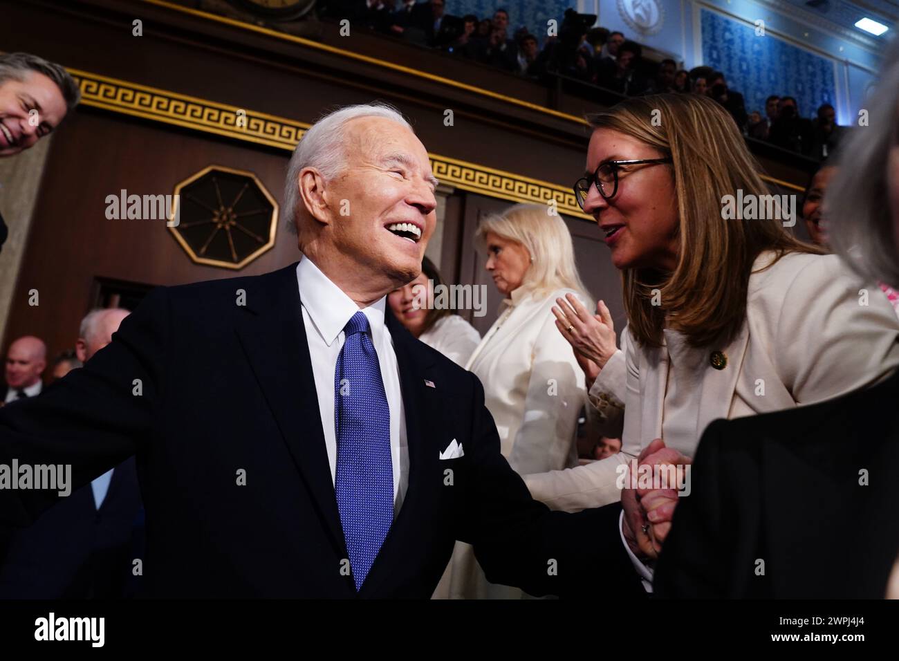 US President Joe Biden arrives to the House Chamber of the US Capitol