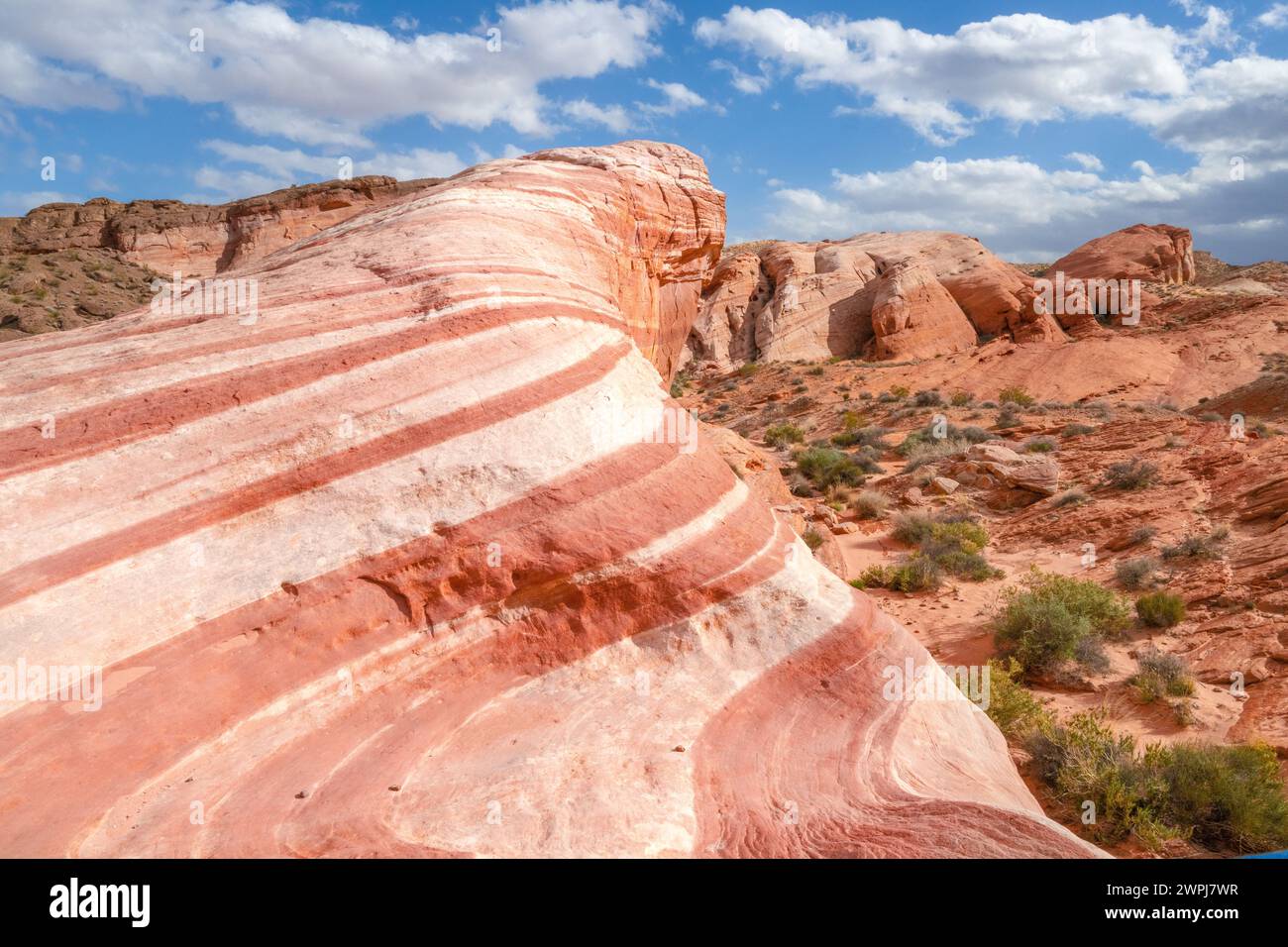 Valley of Fire State Park Nevada Fire Wave hike on red sandstone with ...