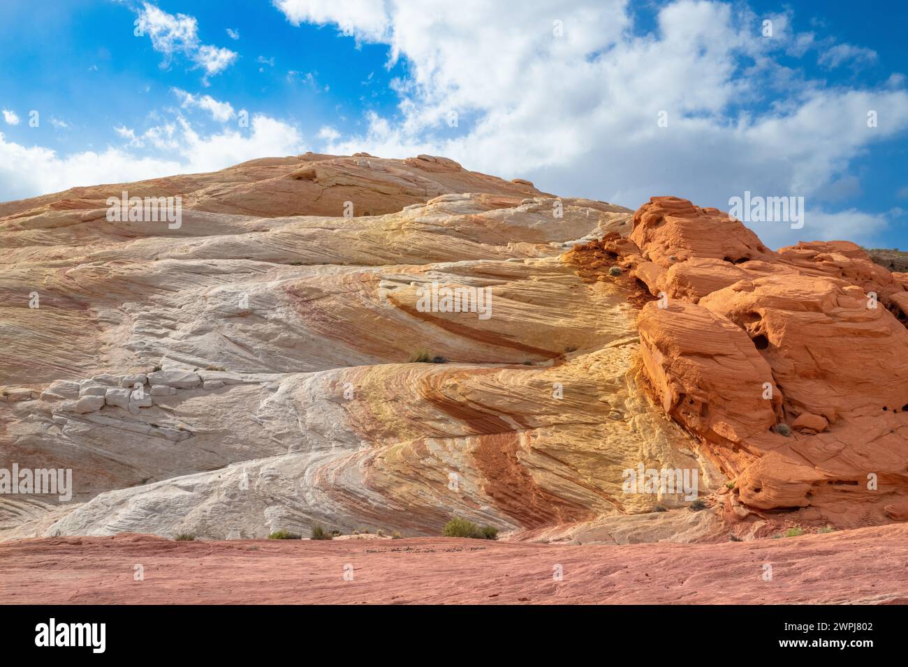 Valley of Fire State Park Nevada Fire Wave hike on red sandstone with ...