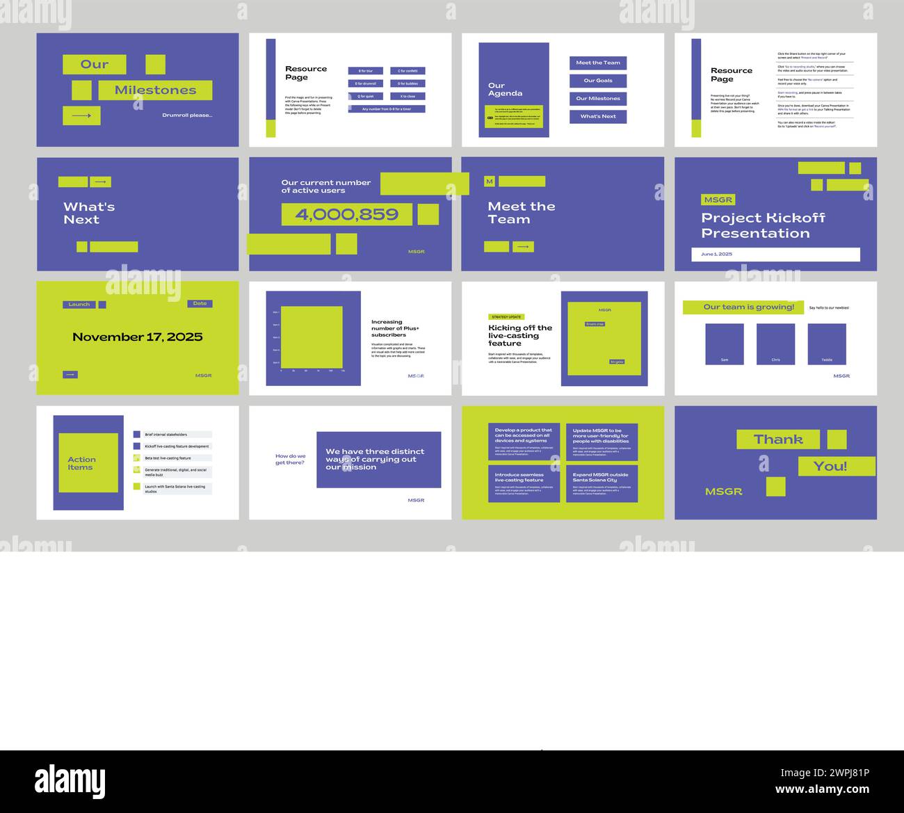 Presentation template with a set of infographics Stock Vector
