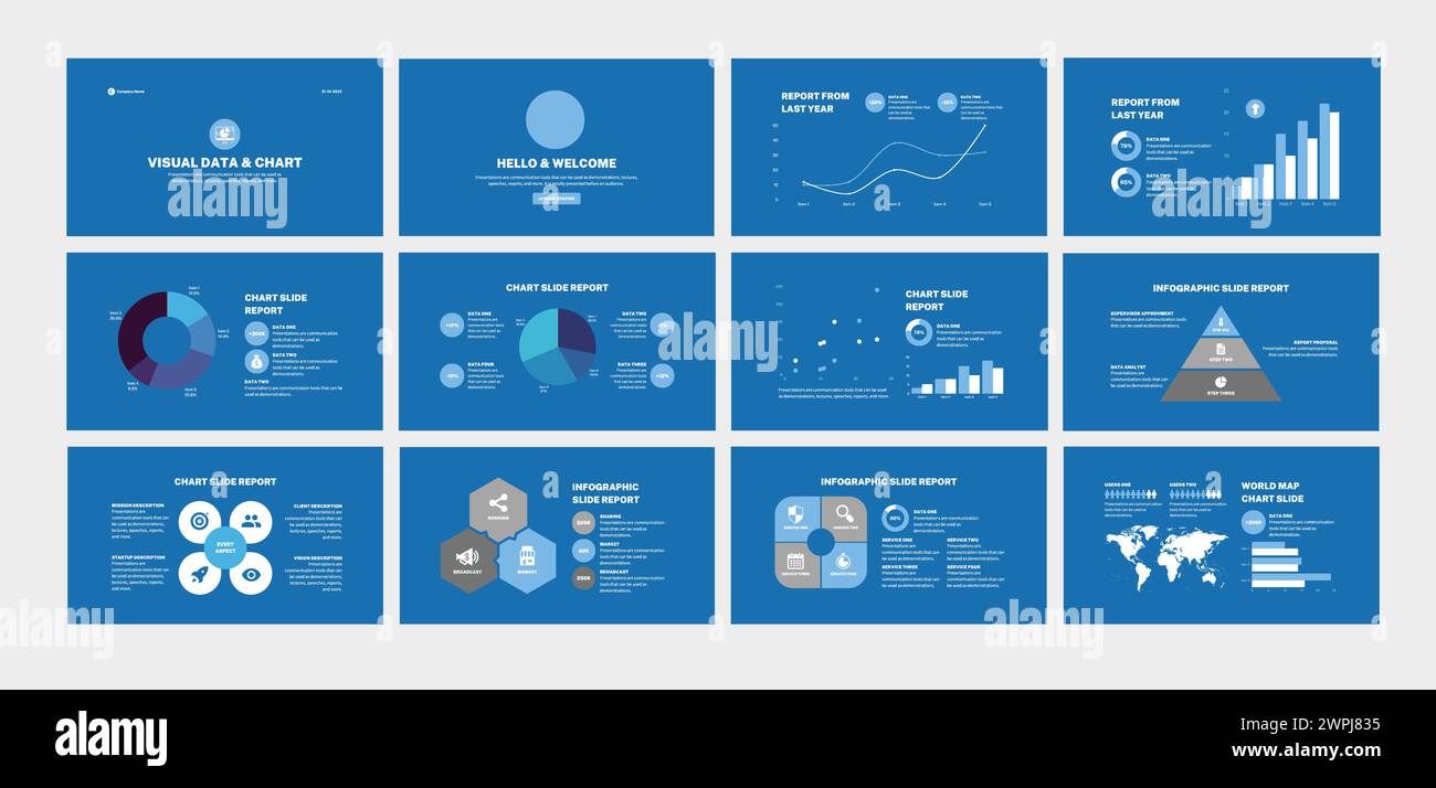 Presentation template with a set of infographics Stock Vector