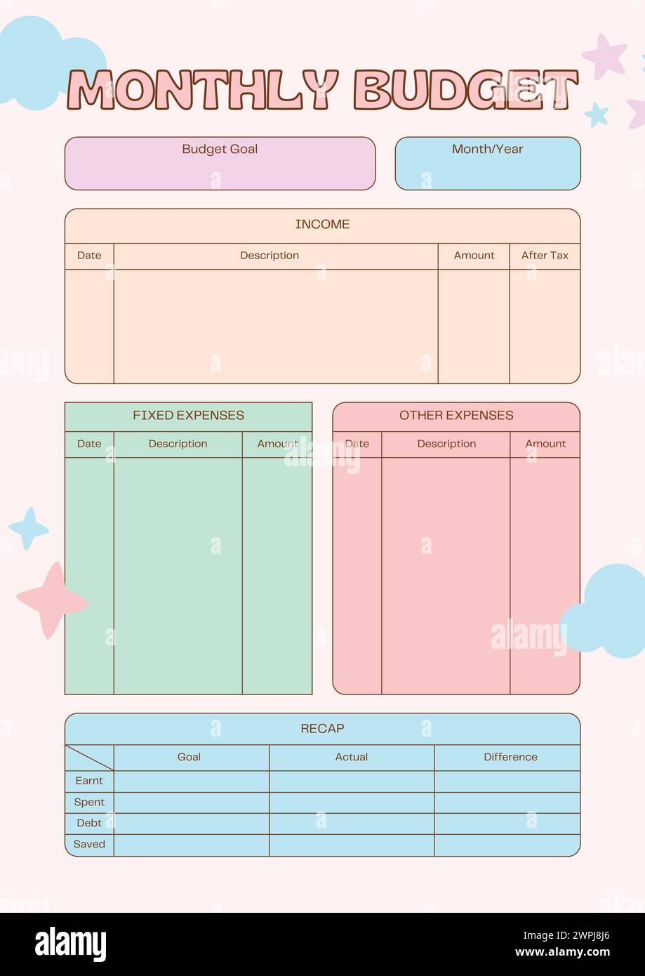 Planner template for daily planning and organizing Stock Vector Image