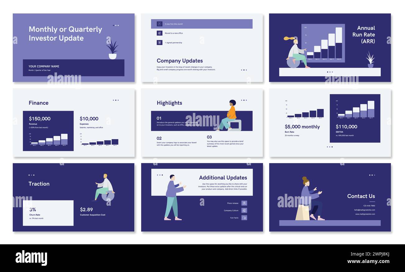 Presentation template with a set of infographics Stock Vector