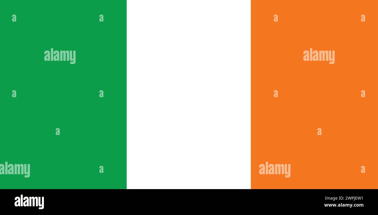 National Flag of Ireland, Ireland sign, Ireland Flag Stock Vector