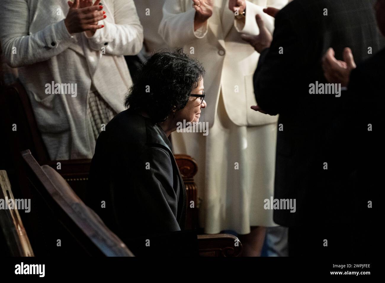 Washington, USA. 07th Mar, 2024. Supreme Court Justice Sonia Sotomayor arrives in the House Chamber before President Biden's annual State of the Union address, on Capitol Hill, on March 7, 2024 in Washington, DC (Graeme Sloan/Sipa USA) Credit: Sipa USA/Alamy Live News Stock Photo