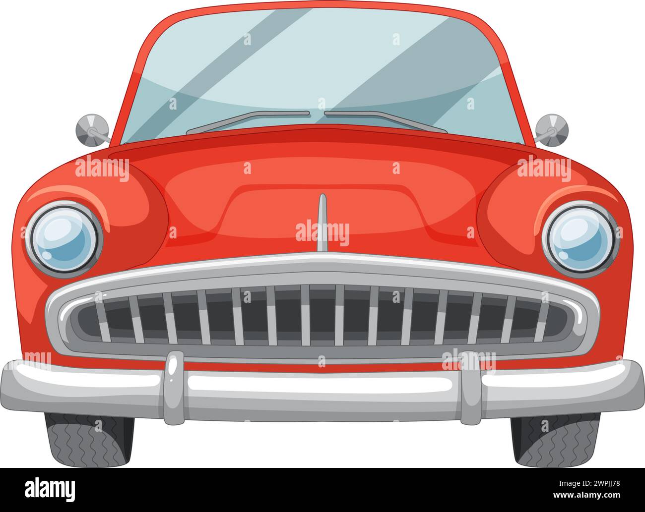 Vector illustration of a vintage red car front Stock Vector Image & Art ...