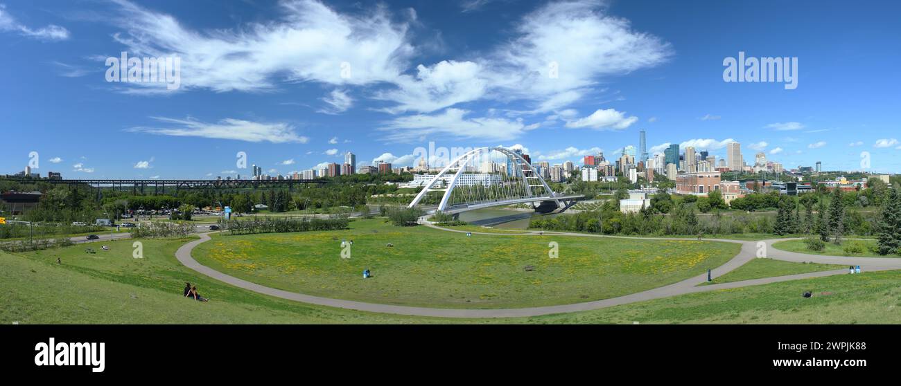 Panoramic summer cityscape of Edmonton, Alberta, Canada. Stock Photo