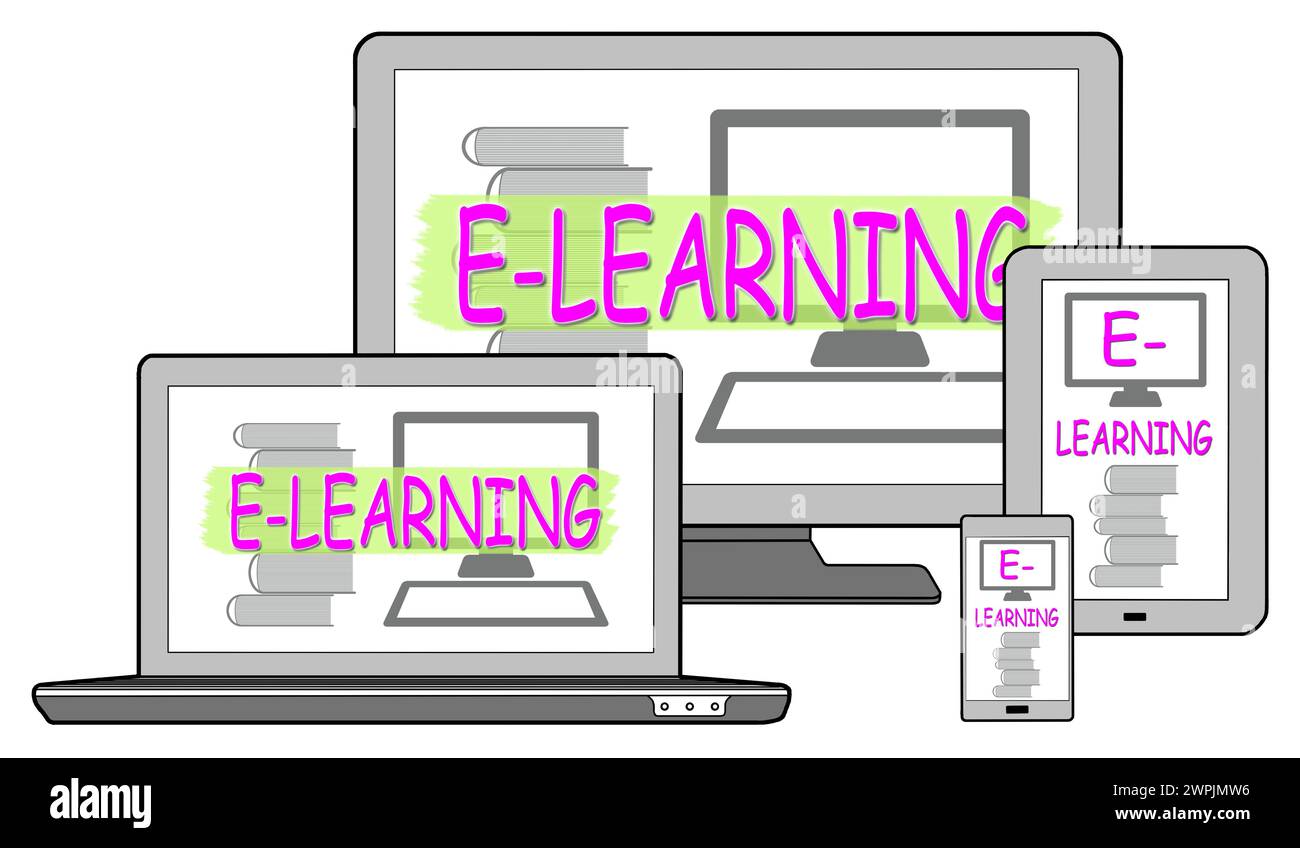 Elearning concept laptop book Cut Out Stock Images & Pictures - Alamy