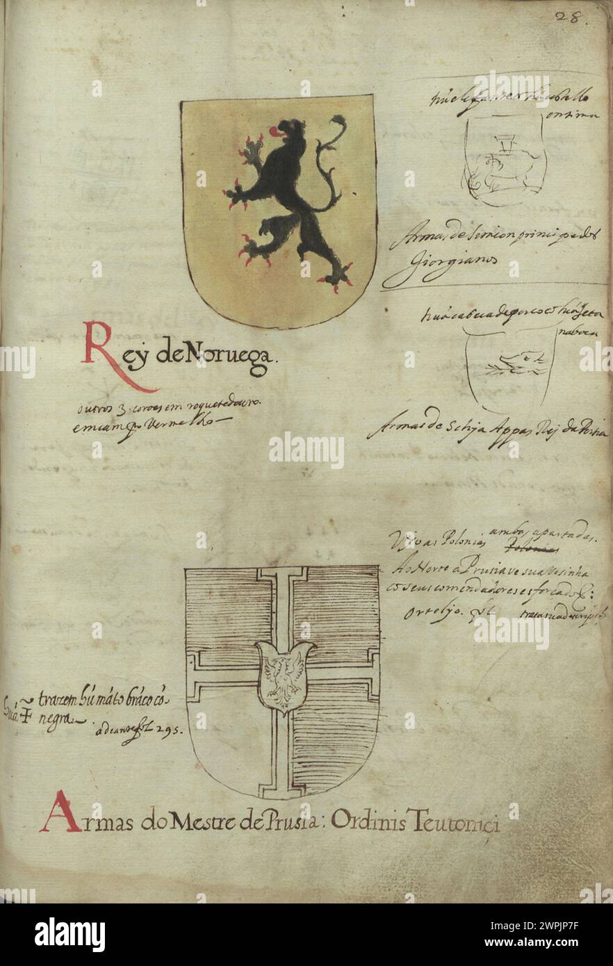 Ancient Norwegian (Noruega) Coat of Arms Stock Photo