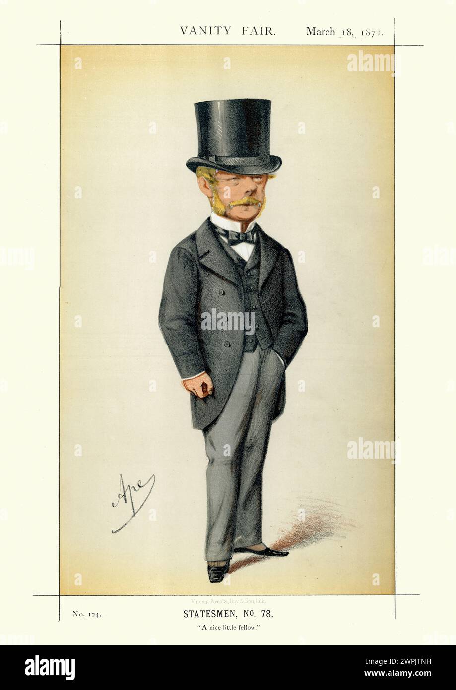 Victorian caricature of Gerard James Noel 1823 to 1911, styled The Honourable Gerard Noel from birth, was a British Conservative politician. Noel was Stock Photo