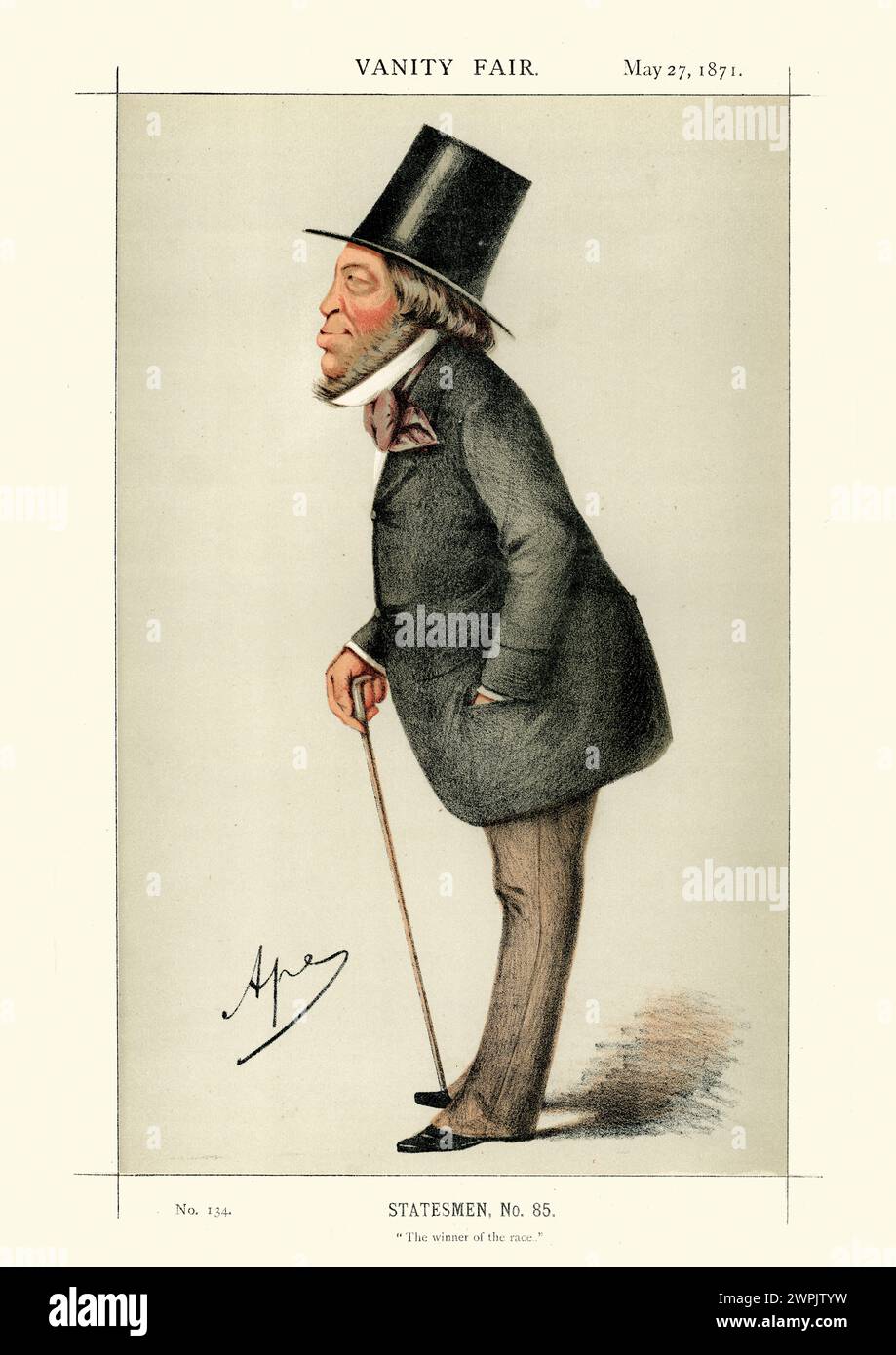 Victorian caricature of Baron Mayer Amschel de Rothschild, 1818 to 1874 of the English branch of the Rothschild family, by Ape. Vanity Fair 1871 Stock Photo