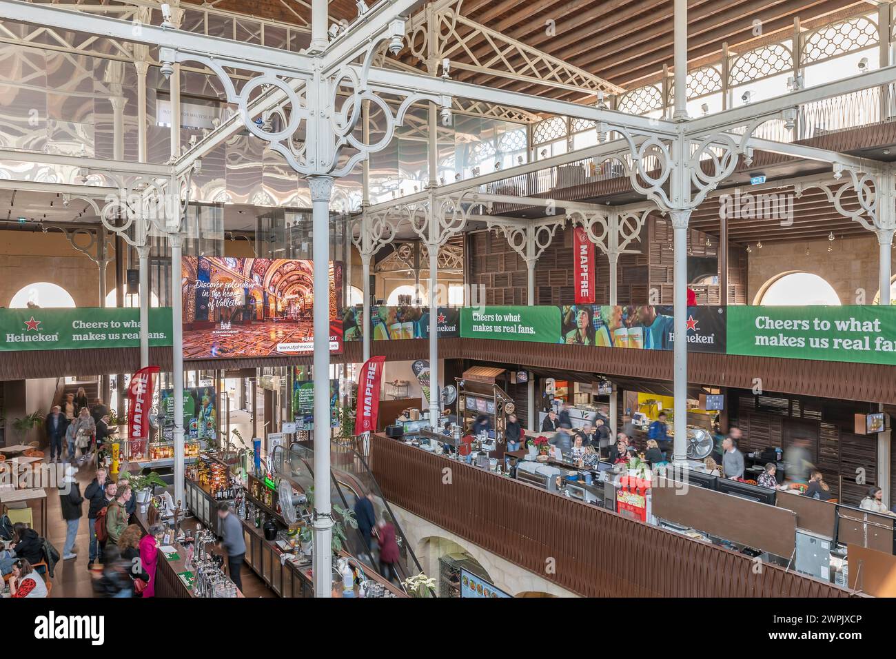 The interior of the Is-Suq tal-Belt also known as the covered market, historic center of Valletta, Malta Stock Photo