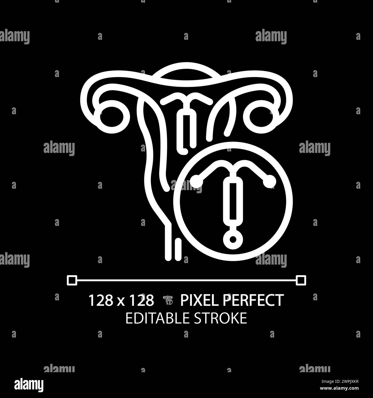 Intrauterine device white linear icon for dark theme Stock Vector Image ...