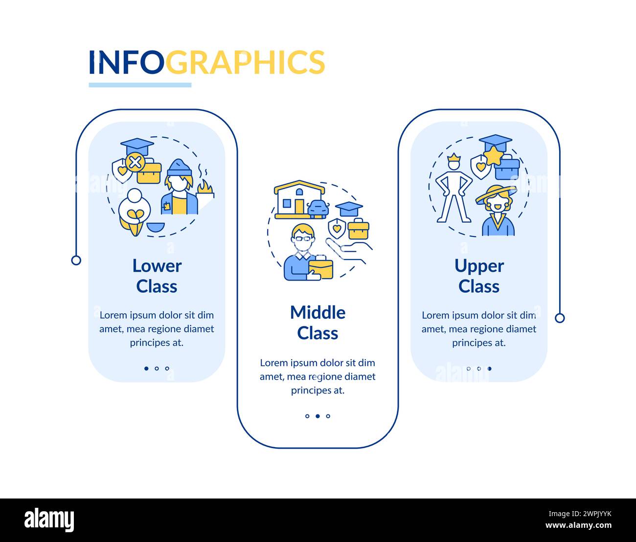 Class structure blue rectangle infographic template Stock Vector