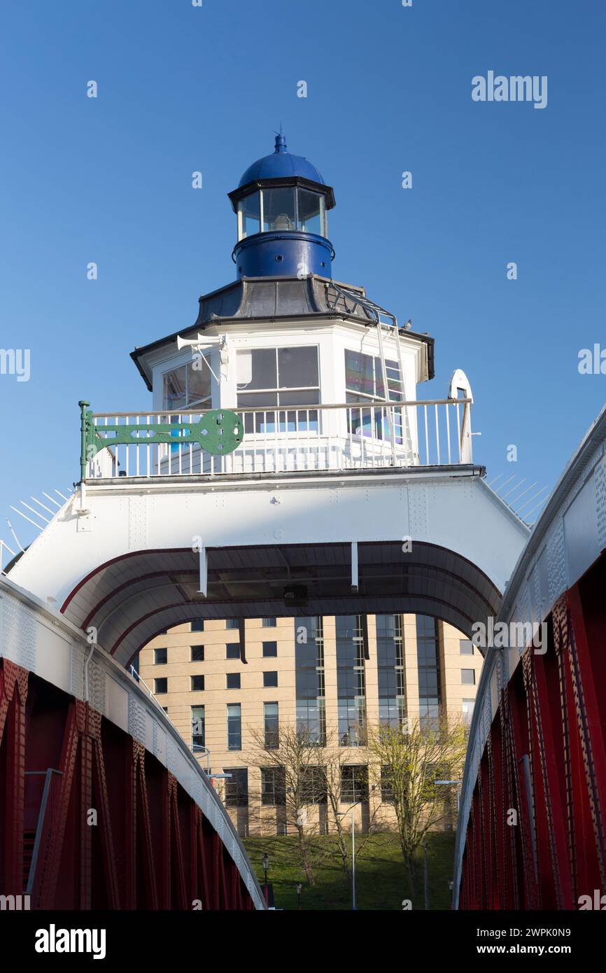 UK, Newcastle upon Tyne, the swing bridge on Bridge Street. Stock Photo