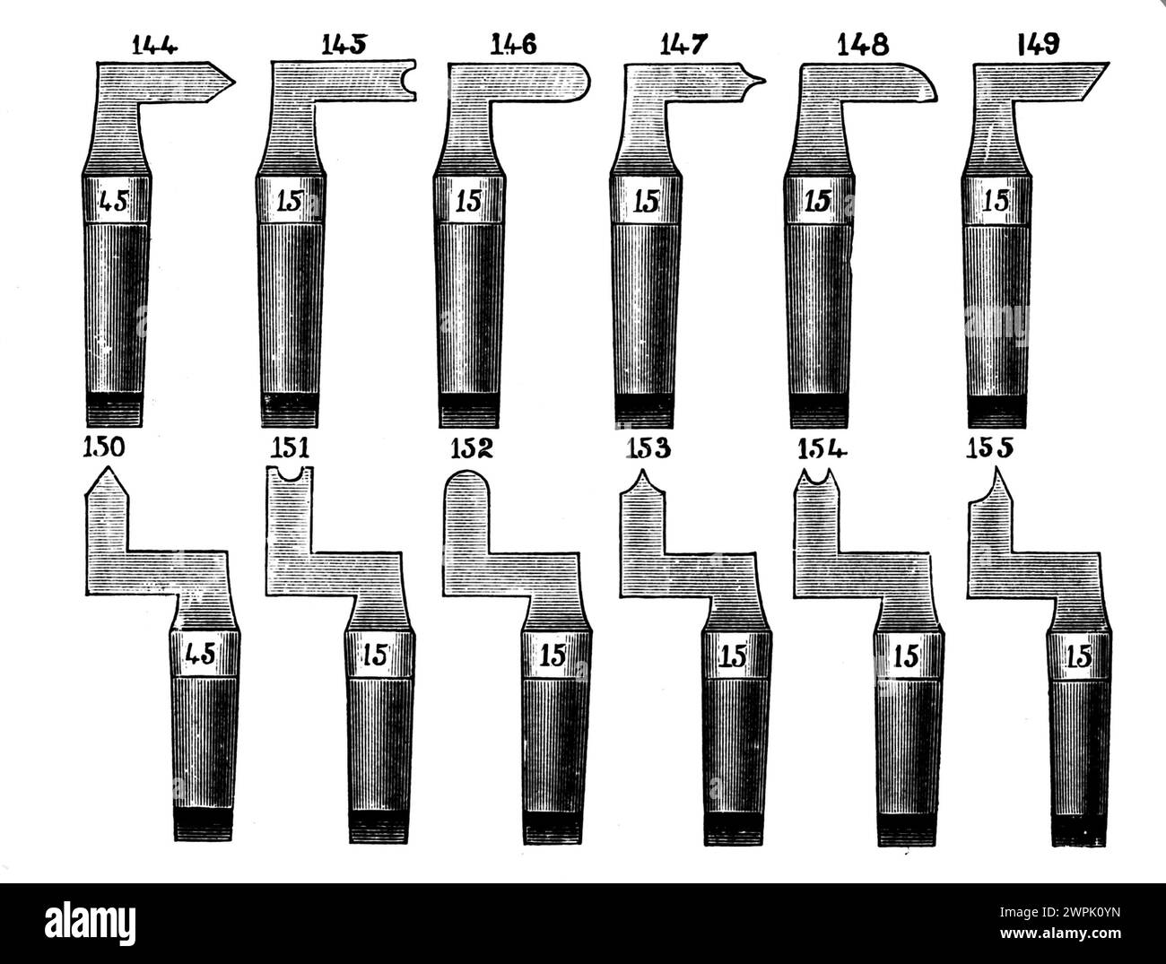 Ornamental Turning drills and cutter Stock Photo