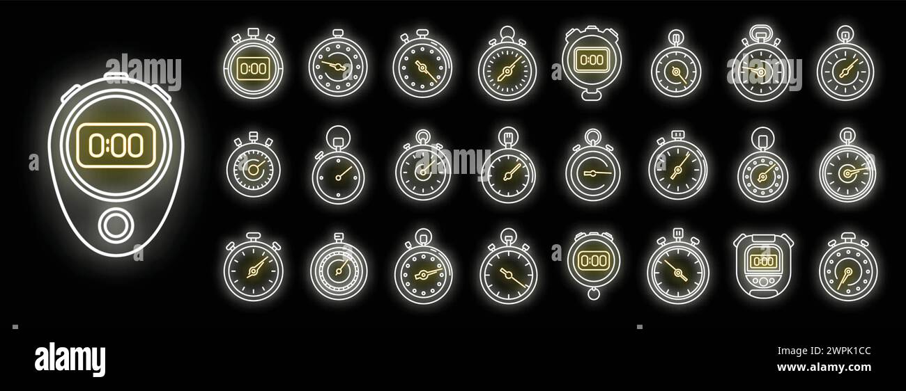 Time stopwatch icons set outline vector. Clock timer. Sport stopwatch ...