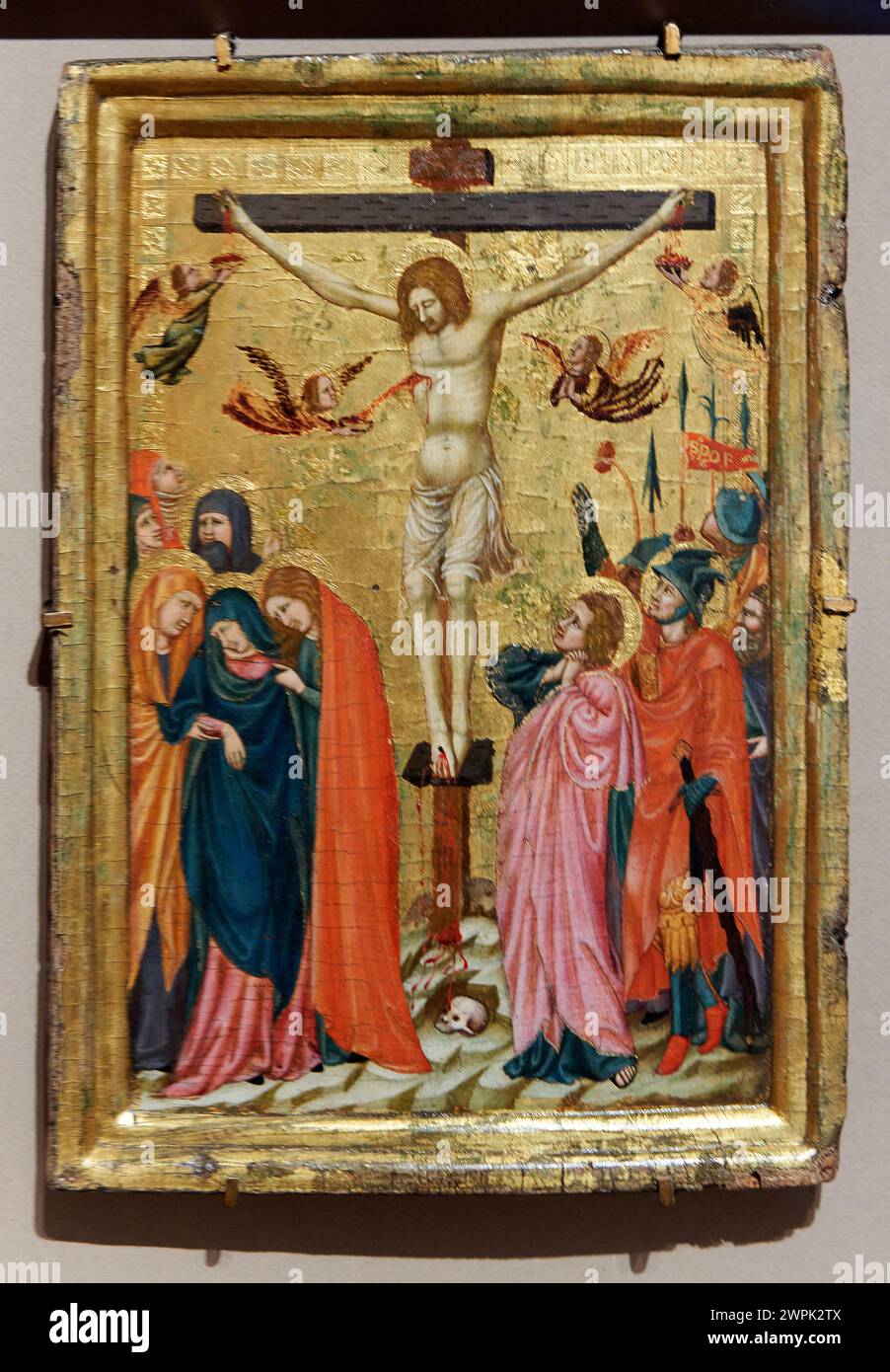 Maestro de la Sala Capitular de Pomposa (Activo en el primer cuarto del siglo XIV), The Crucifixion, Hacia 1320, Thyssen Bornemisza Museum, Madrid, Sp Stock Photo
