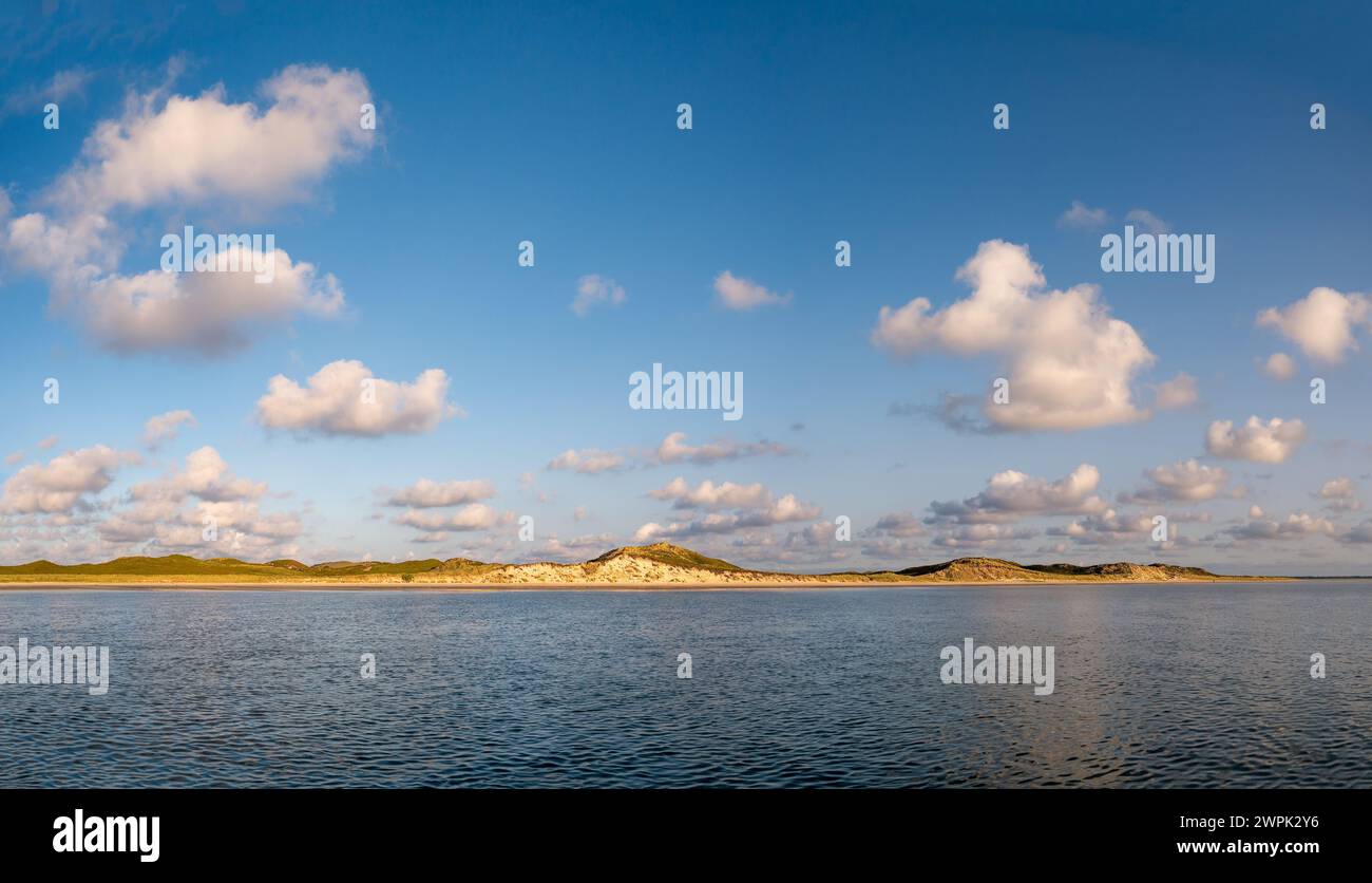 Coastline Sylt island with dunes of Puan Klent from Wadden Sea, North Frisia, Schleswig-Holstein, Germany Stock Photo