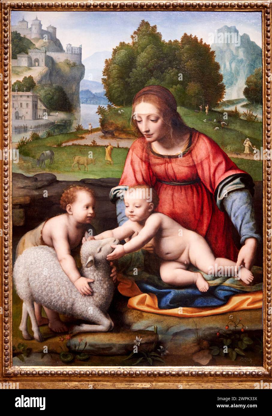 Virgin and child with the infant saint john the baptist hi-res stock ...