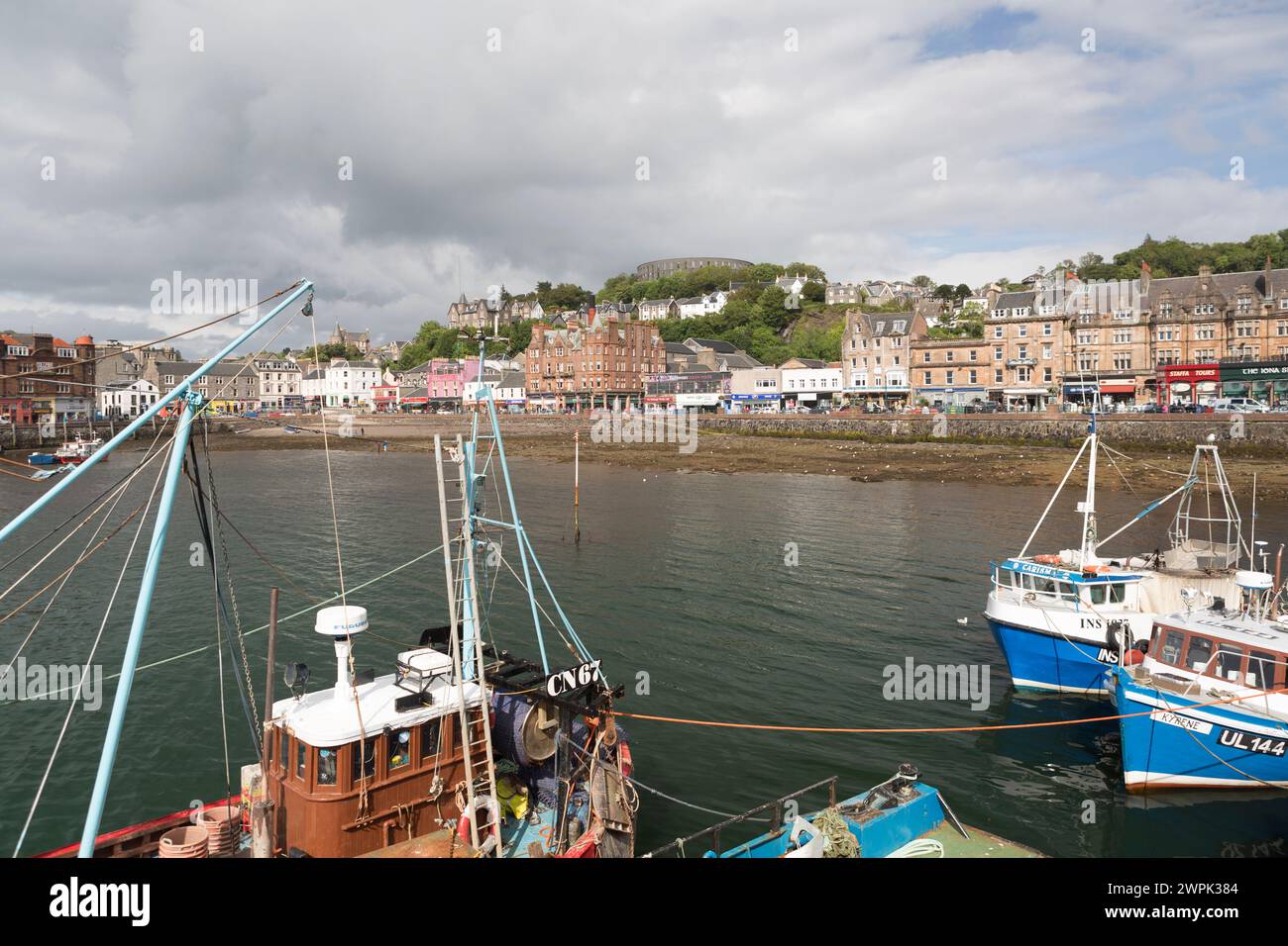 UK, Scotland, Oban, fishing boats in the harbour. Stock Photo
