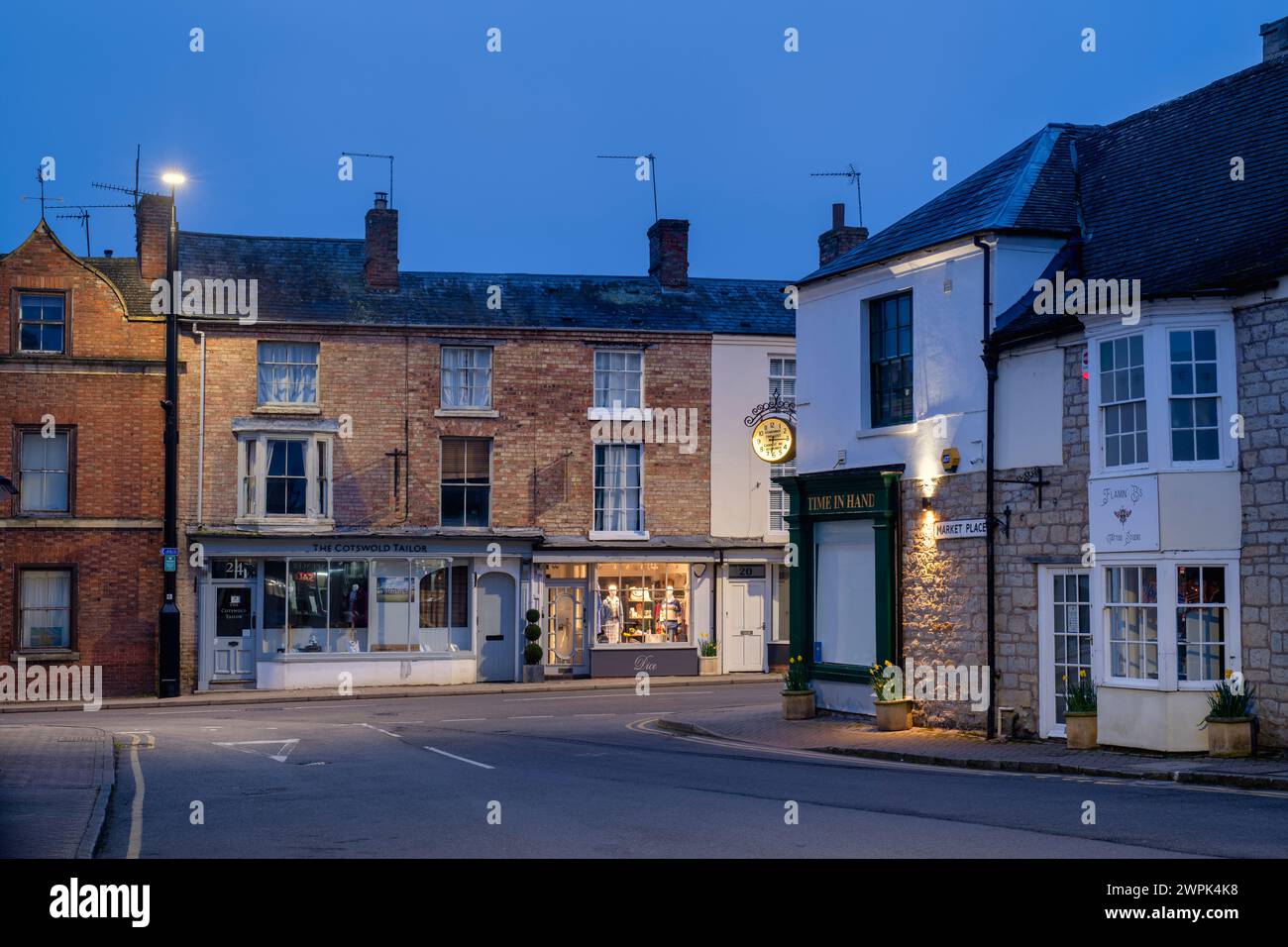 Sheep street and church street at dawn. Shipston on Stour, Warwickshire, England Stock Photo
