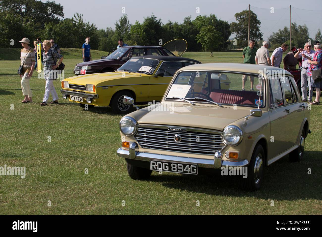 26/07/14   Austin 1100 and Ford Capri.  Princess Diana's Mini Metro was the star of the show at the first ever Festival of the Unexceptional.  The car Stock Photo