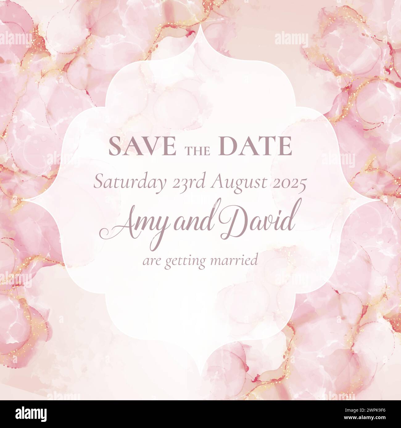 Hand painted pastel pink save the date invitation design Stock Vector ...