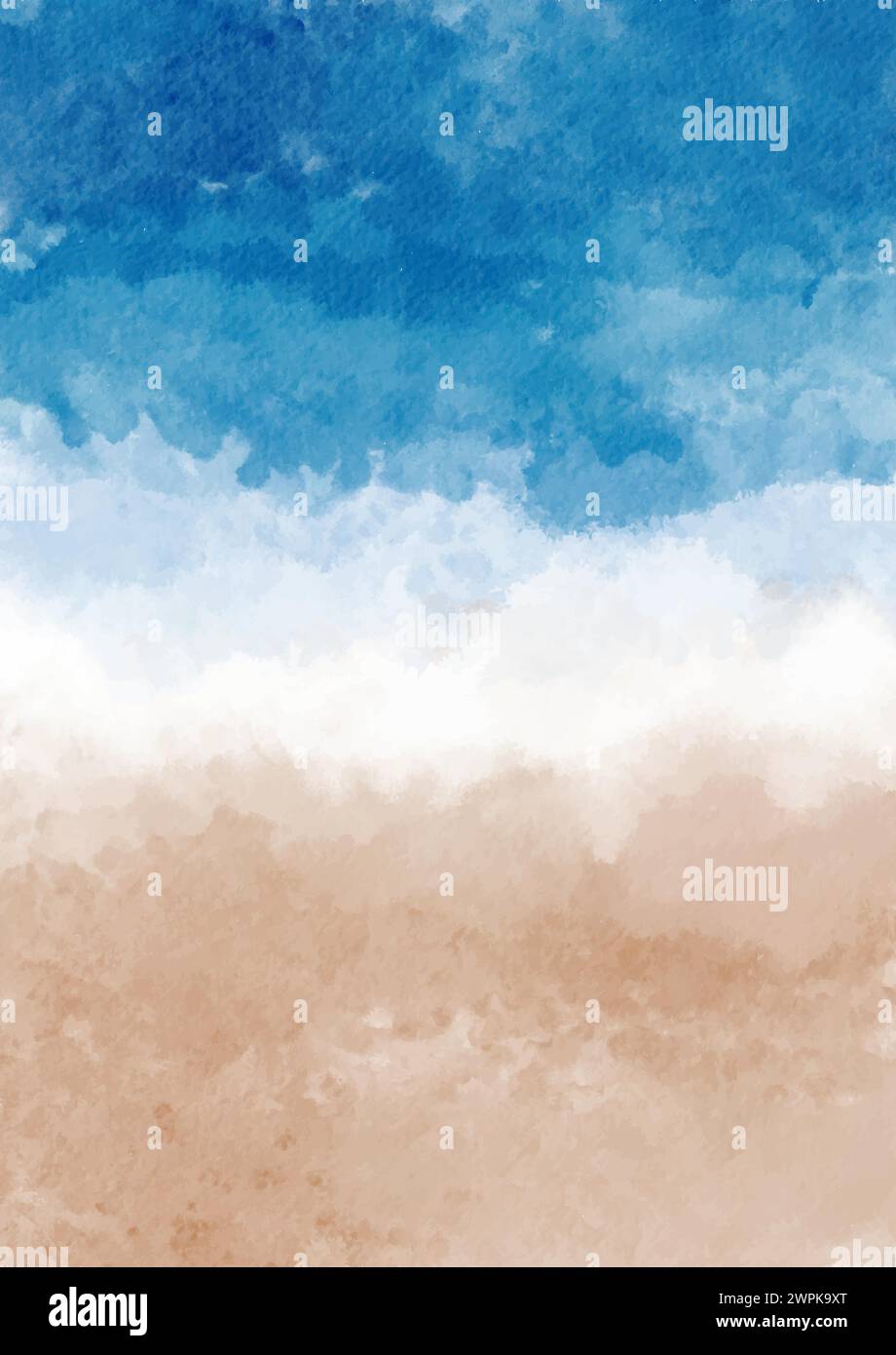 Hand painted watercolour abstract beach themed background Stock Vector
