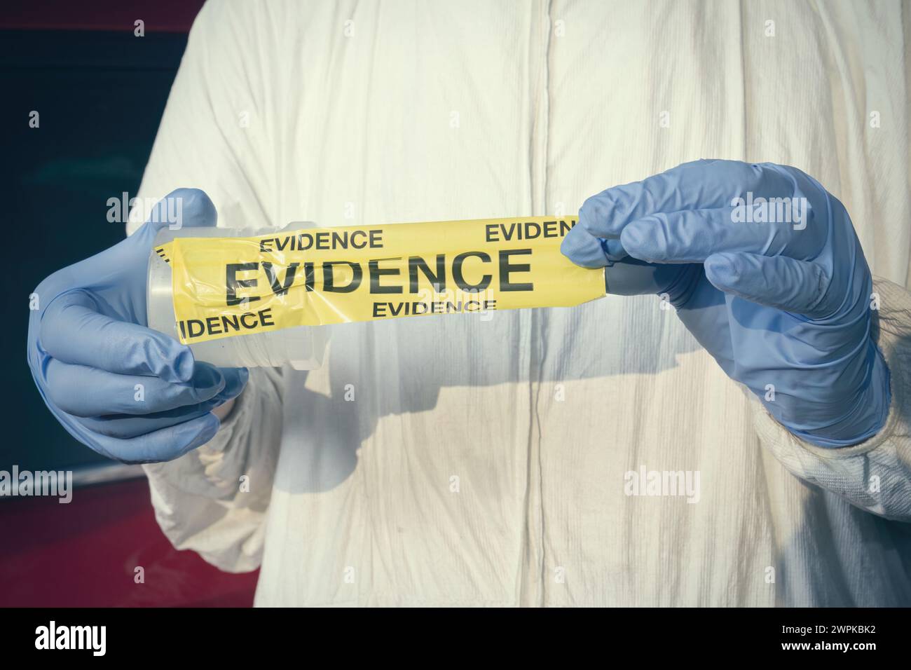 Crime scene investigation collecting of evidences of soil samples on